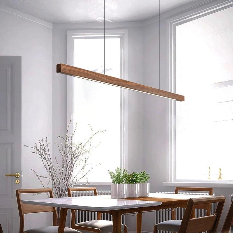 Juan wood pendant lamp shown in Walnut finish