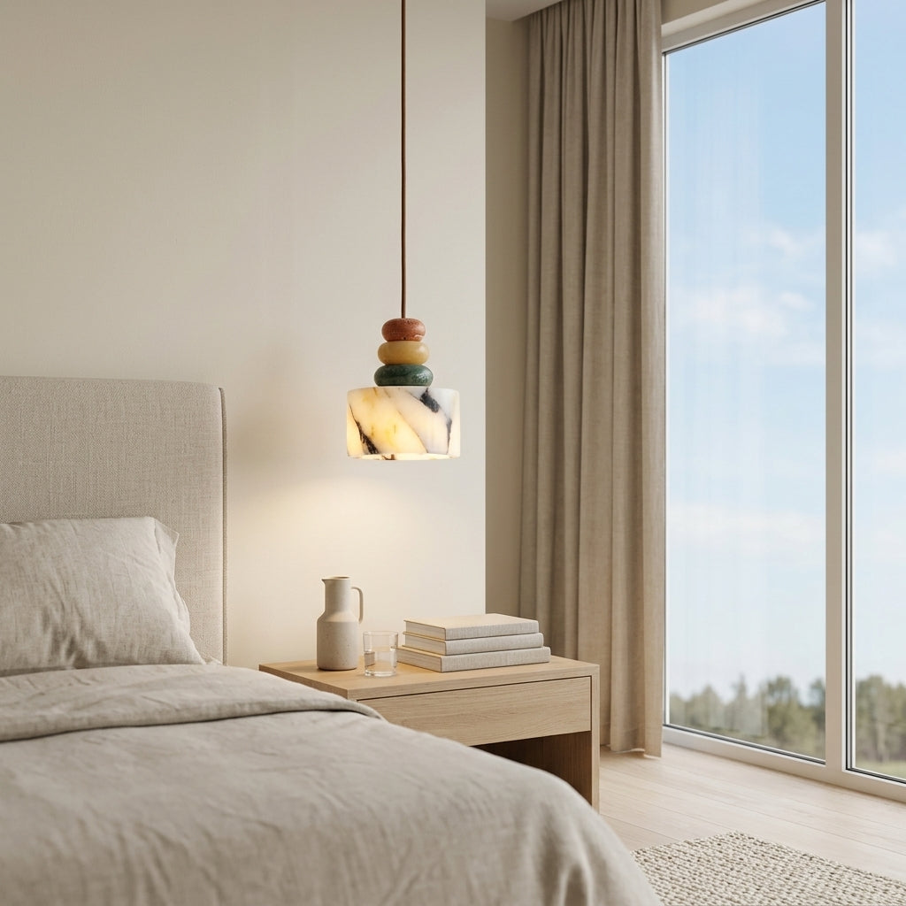 Cairn Pendant Lamp as a bedside hanging fixture