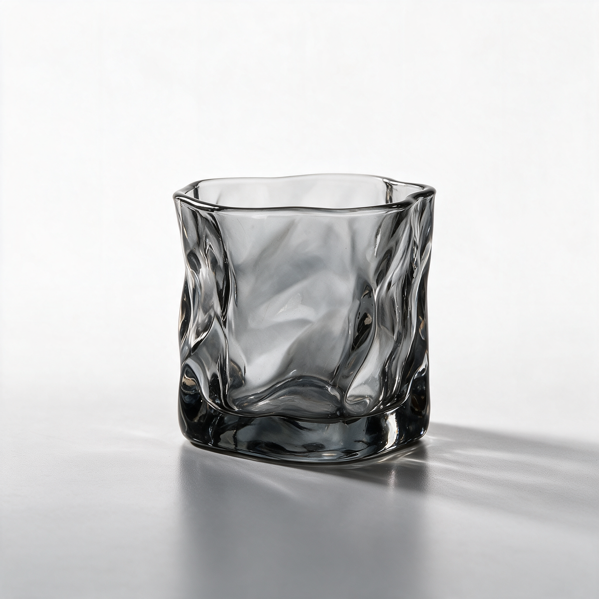 Sasso Whisky Glass, irregular tinted glass, studio product photo