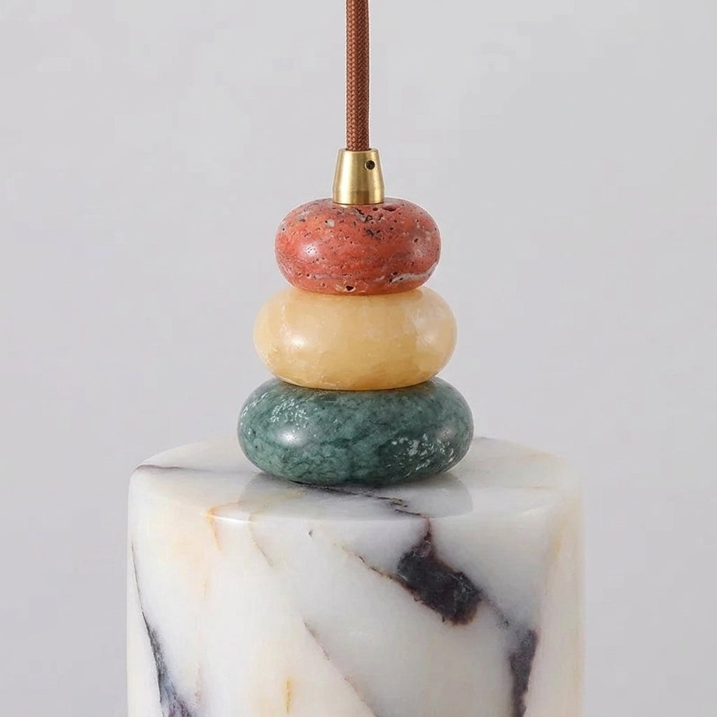 Cairn Pendant Lamp cord and marble shade connection detail