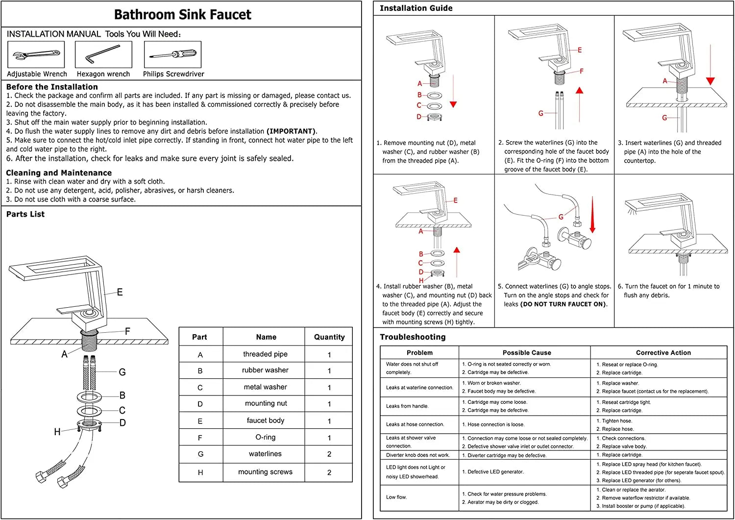 Brass Basin Sink Bathroom Faucet Countertop Mounted Hot and Cold Basin Mixer Faucet Lavatory Basin Faucet Single Handle Wash Tap The deco nook