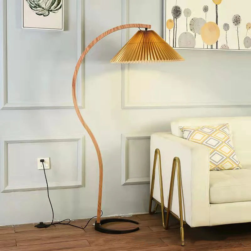 Swedish Style Solid Wood Pleated Floor Lamp The deco nook