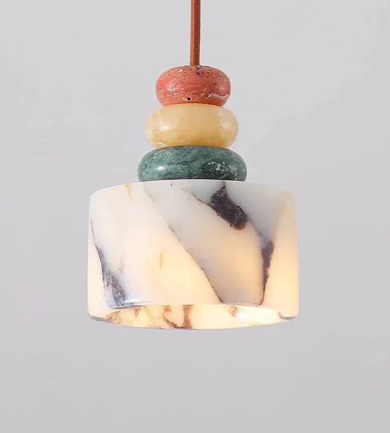 Cairn Pendant Lamp – marble shade with stacked stone detail