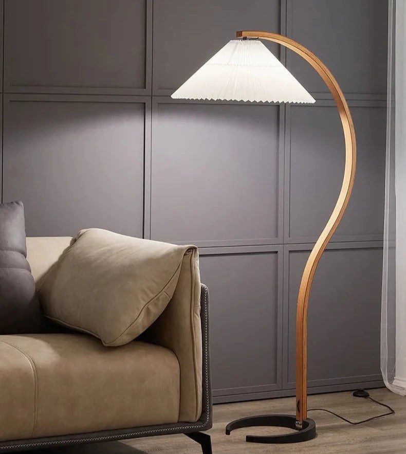 Swedish Style Solid Wood Pleated Floor Lamp The deco nook