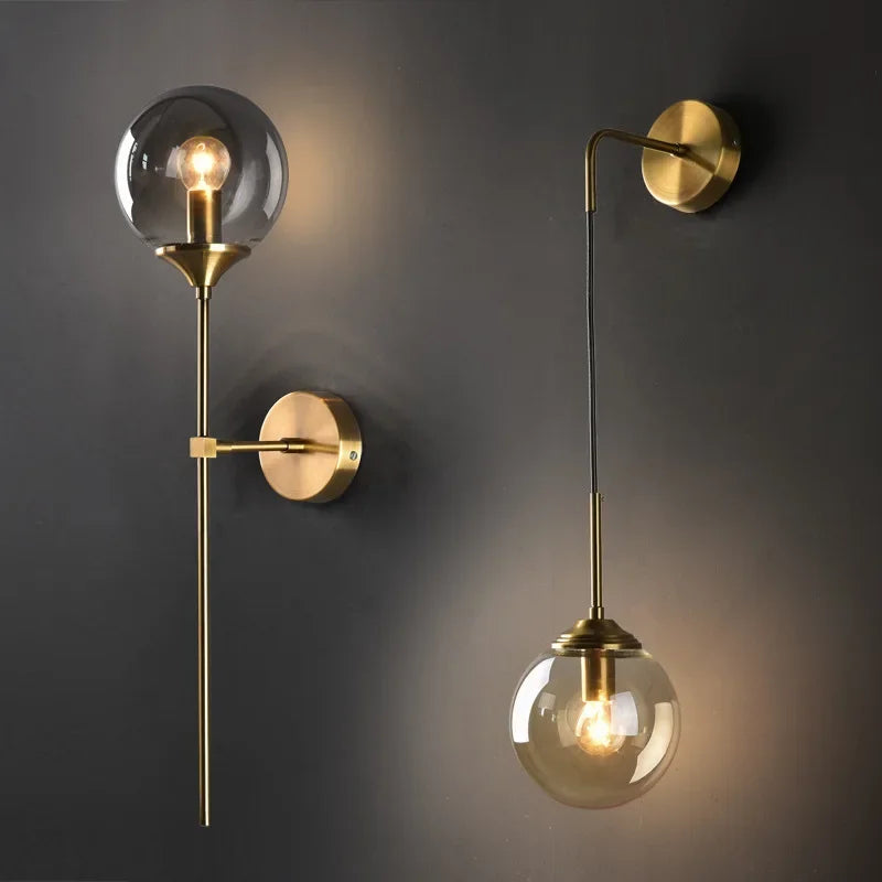 Modern Glass Wall Lamp Creative Golden Sconces Round Nordic Lighting Fixture Home Bedside Living Room Kitchen Decoration Lights The deco nook