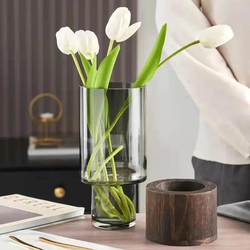 Wooden Glass Floral Vase The deco nook