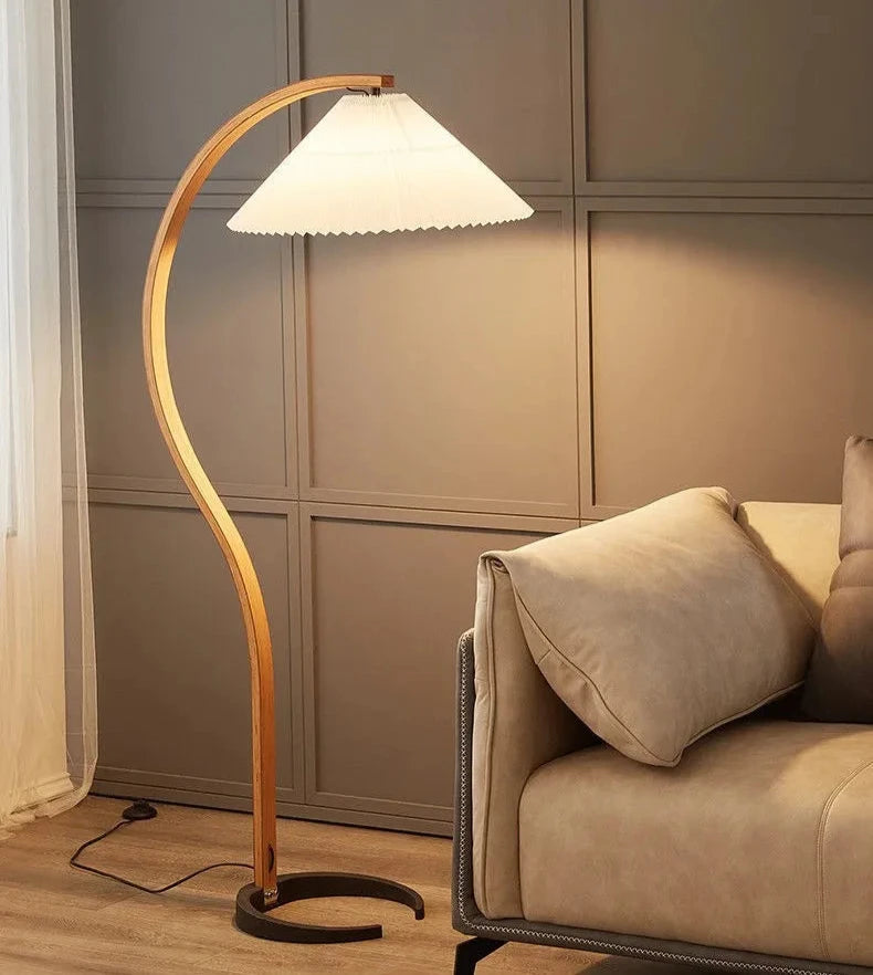 Swedish Style Solid Wood Pleated Floor Lamp The deco nook