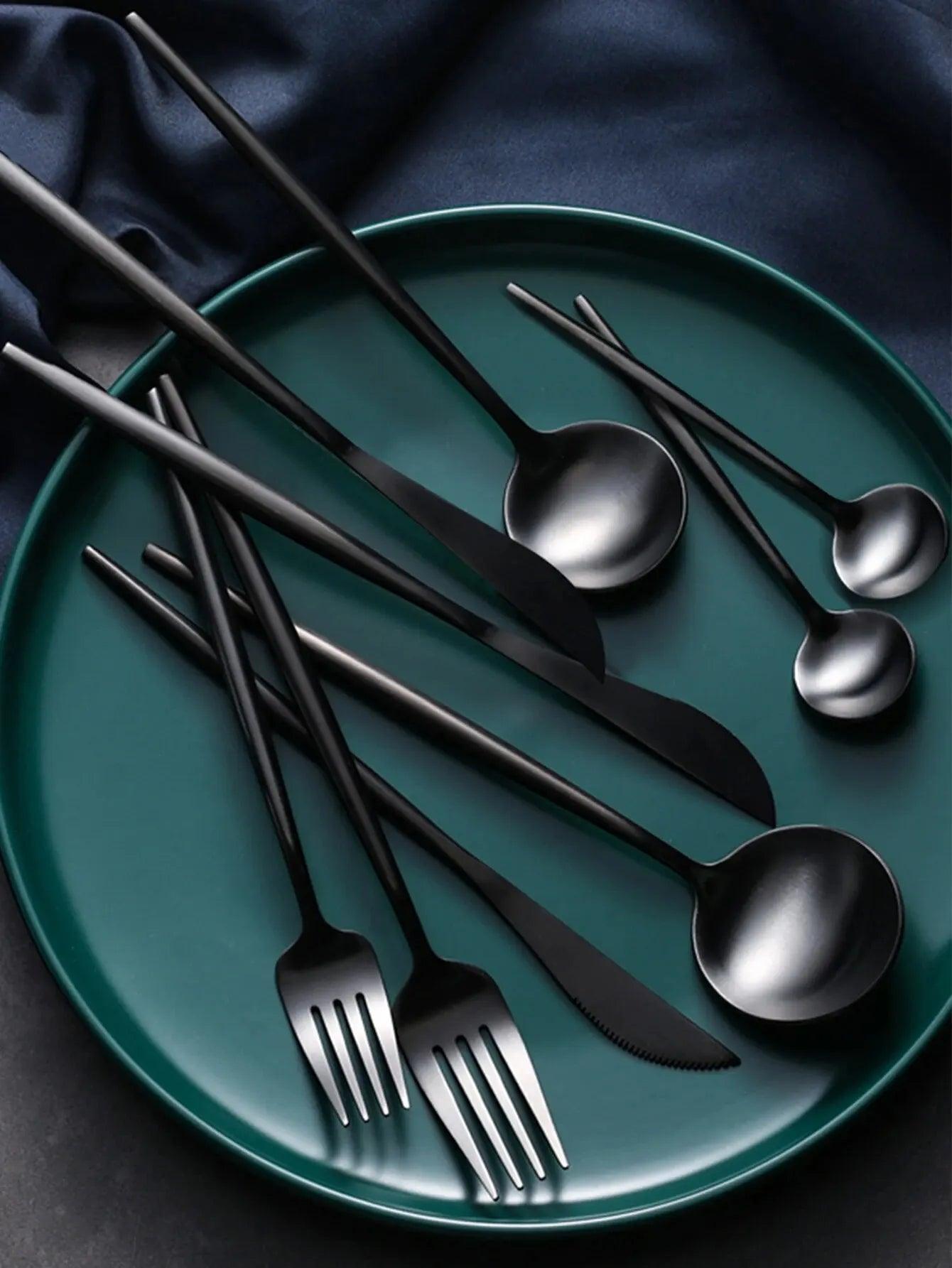 Black Stainless Steel Cutlery Set