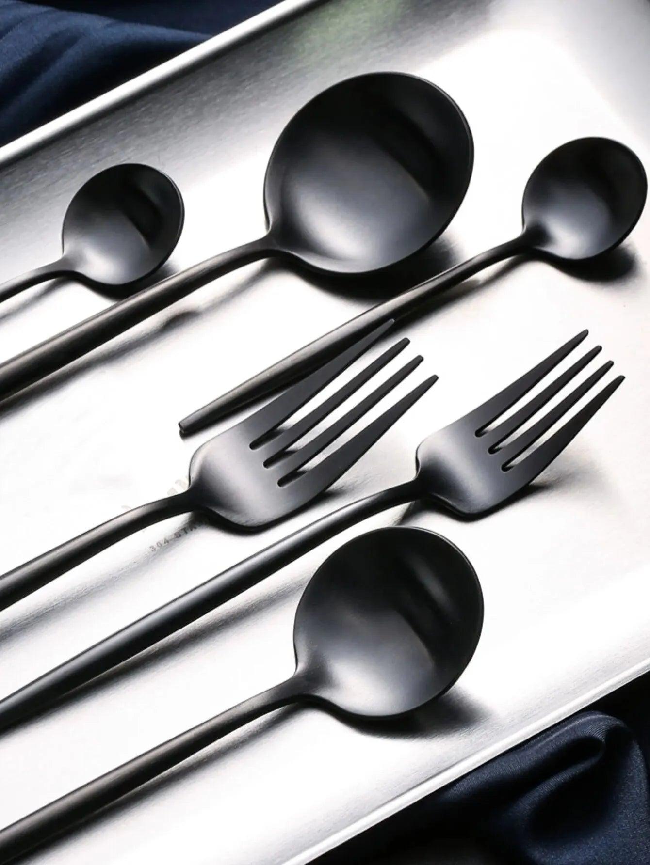 Black Stainless Steel Cutlery Set