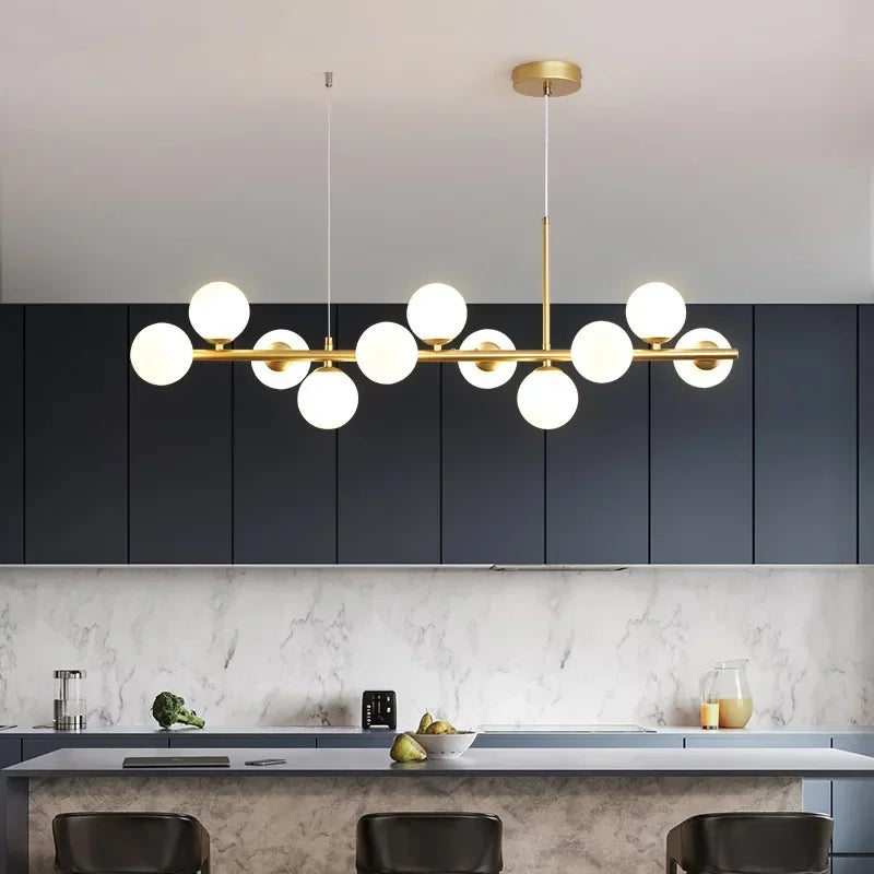 Modern Minimalist Golden Glass Ball LED Chandelier Restaurant Kitchen Coffee Bar Pendant Lamp Designer Hanging Lighting Fixtures The deco nook