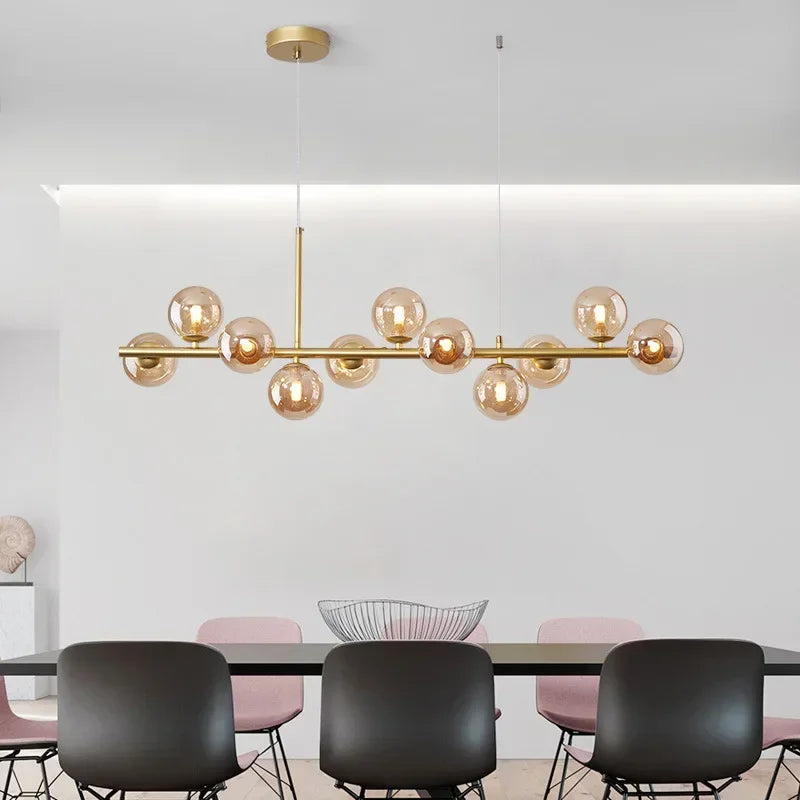 Modern Minimalist Golden Glass Ball LED Chandelier Restaurant Kitchen Coffee Bar Pendant Lamp Designer Hanging Lighting Fixtures The deco nook