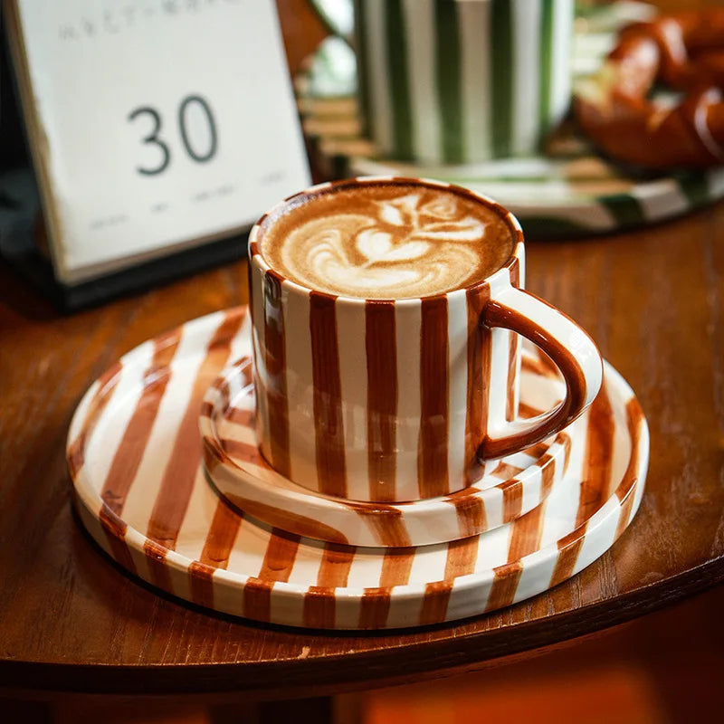 Stripe & Bloom Ceramic Mug Set The deco nook