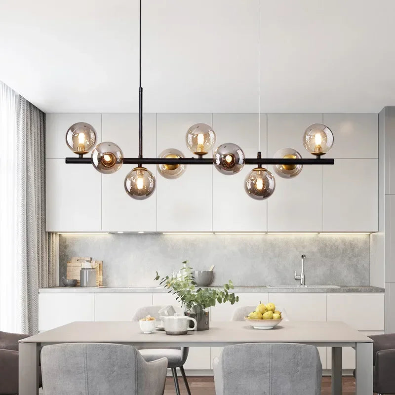 Modern Minimalist Golden Glass Ball LED Chandelier Restaurant Kitchen Coffee Bar Pendant Lamp Designer Hanging Lighting Fixtures The deco nook