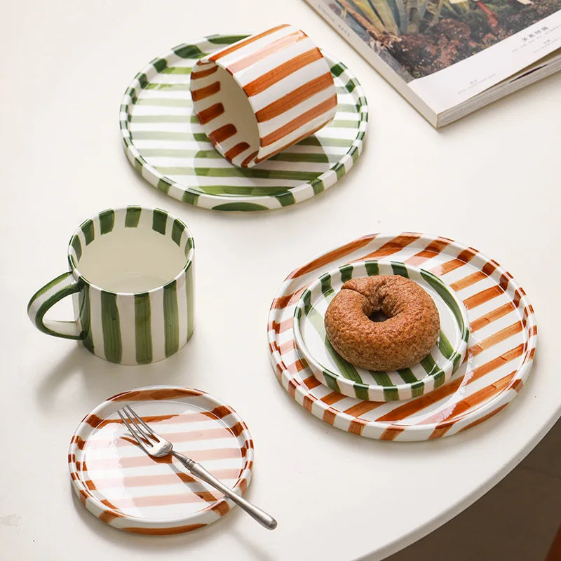 Stripe & Bloom Ceramic Mug Set The deco nook