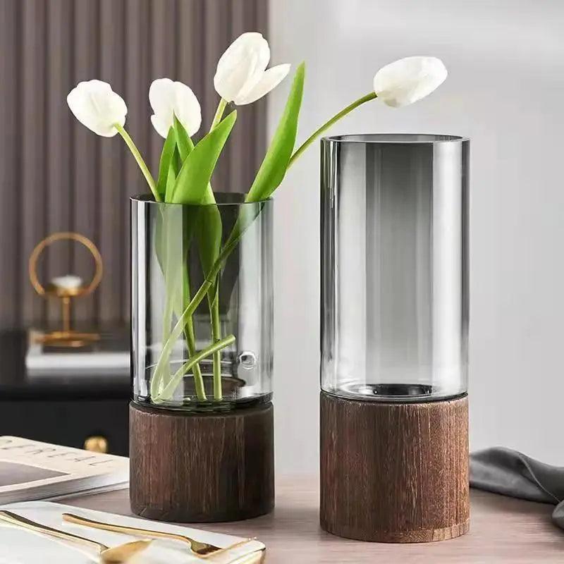 Wooden Glass Floral Vase The deco nook