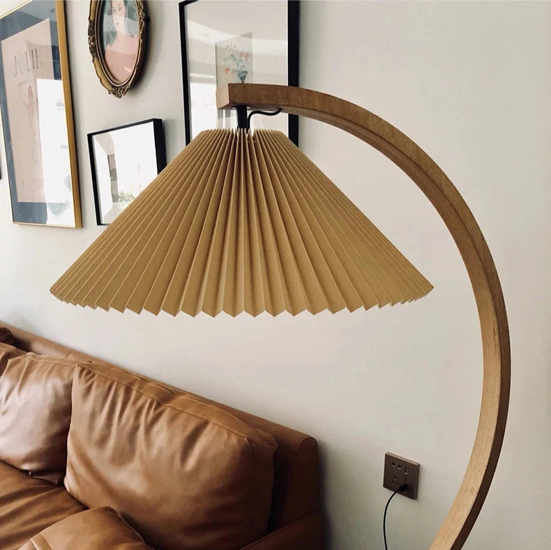 Swedish Style Solid Wood Pleated Floor Lamp The deco nook