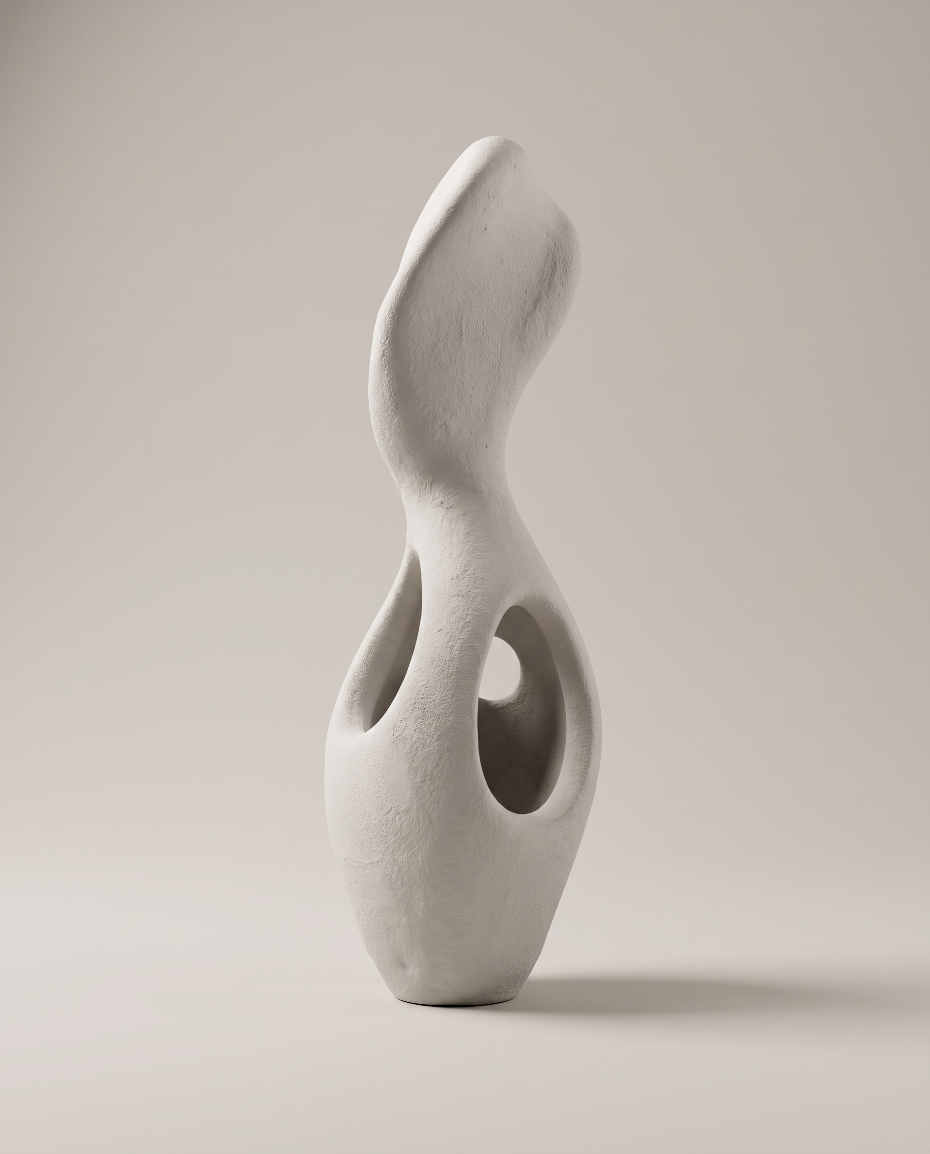 Martha sculptural floor lamp, matte off-white body on a plain studio backdrop, full height product view