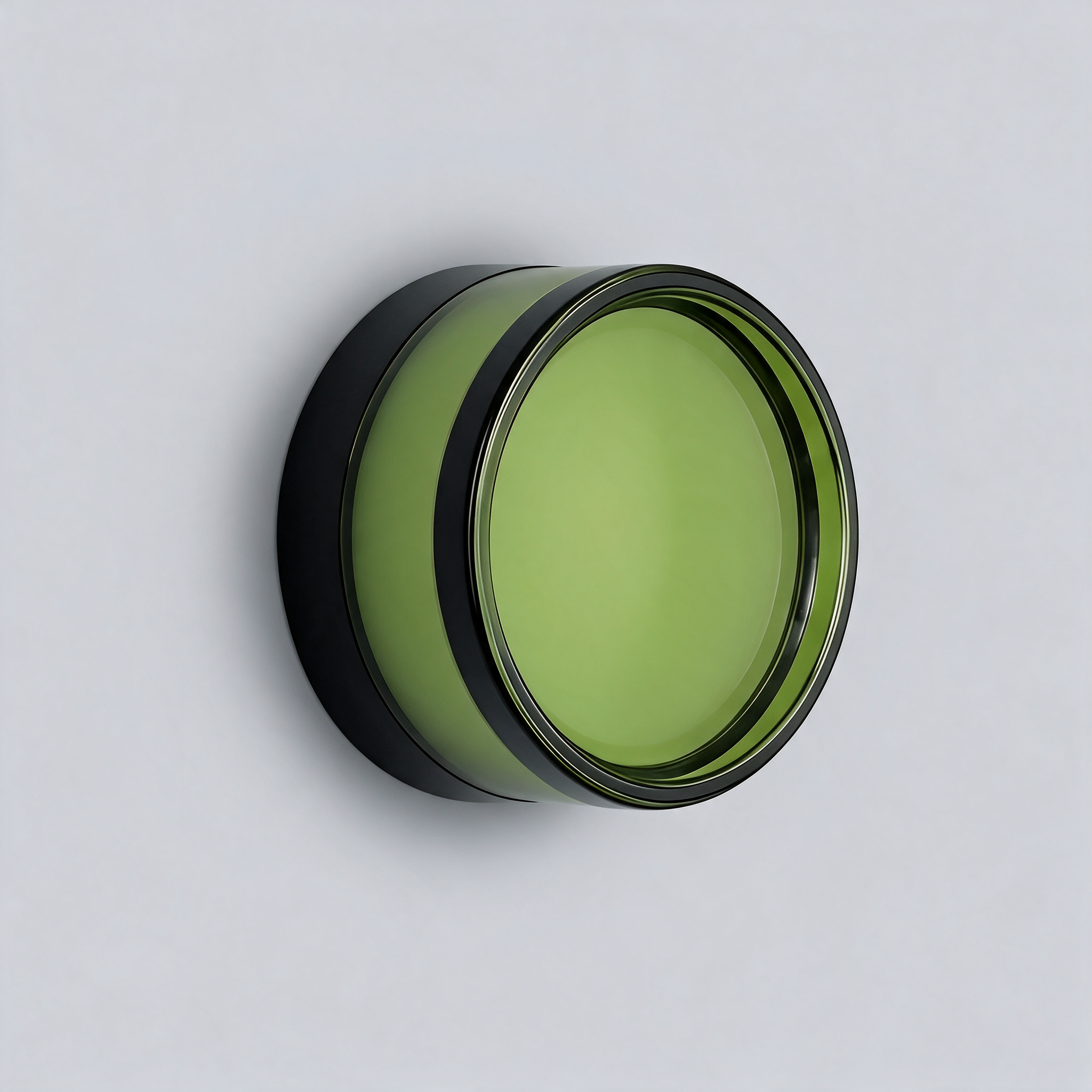 NOOR Wall Sconce, round with green shade, mounted on a wall