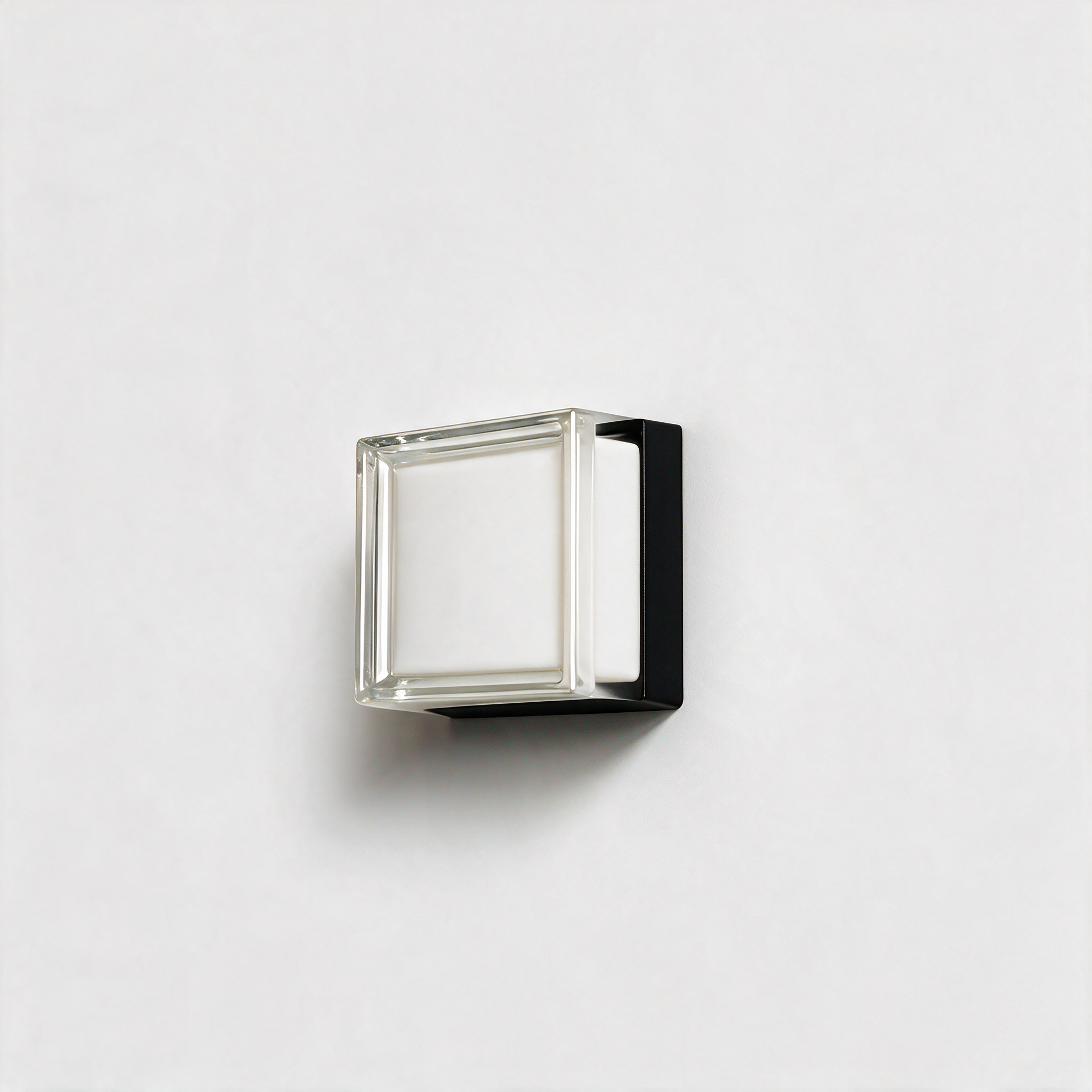 NOOR Wall Sconce, square with white shade on a black base