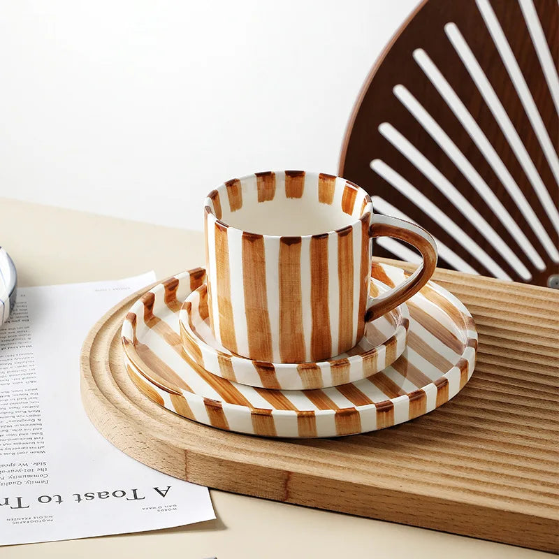 Stripe & Bloom Ceramic Mug Set The deco nook