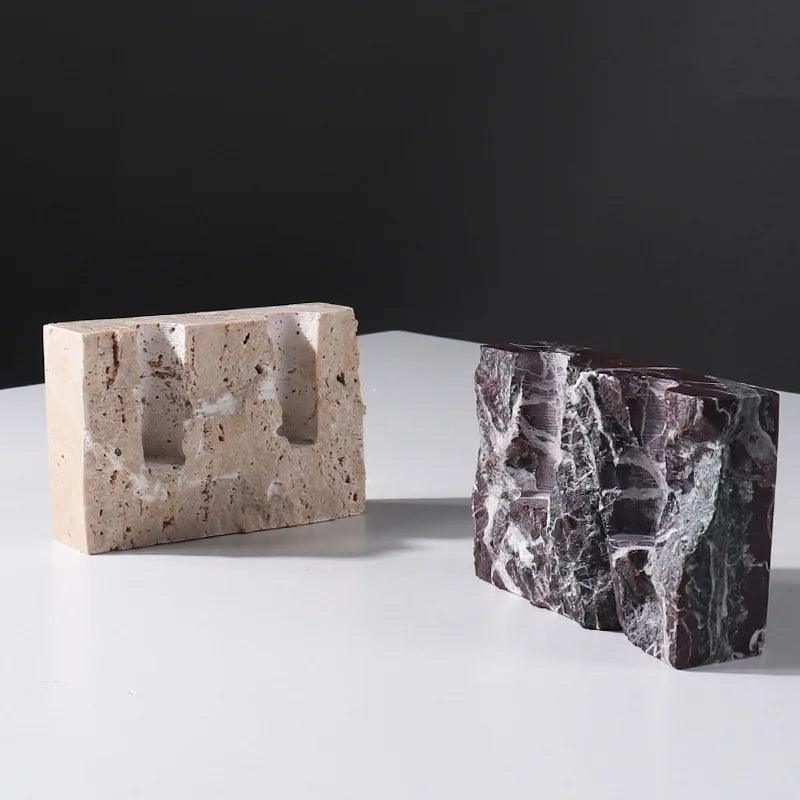 Travertine Stone Candle Holder - The deco nook