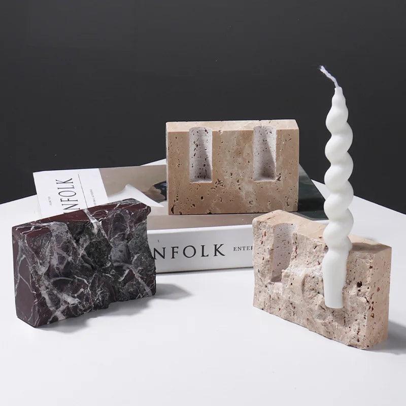 Travertine Stone Candle Holder - The deco nook