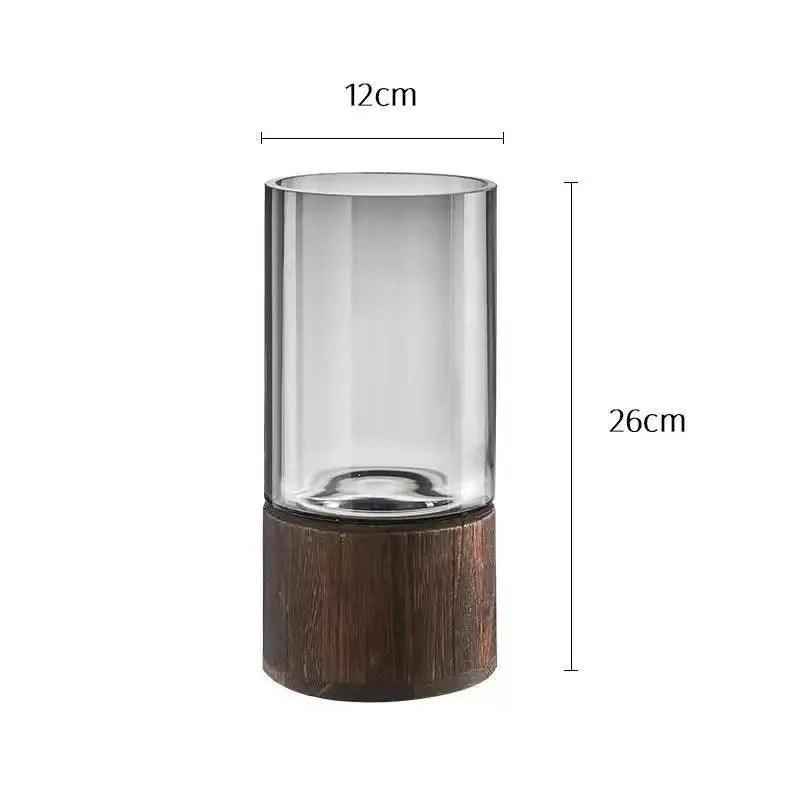 Wooden Glass Floral Vase - The deco nook